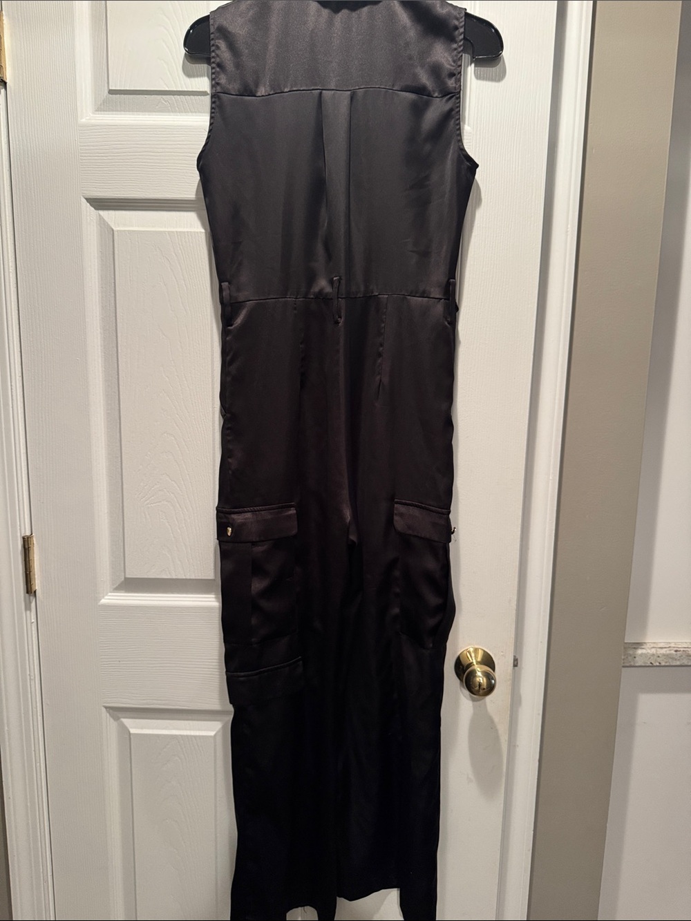 Zara Satin Effect Cargo Jumpsuit in black size xs (missing the belt) - Picture 6 of 12